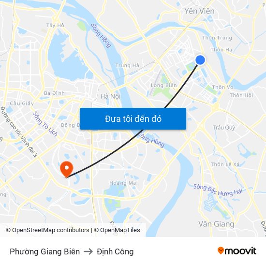 Phường Giang Biên to Định Công map