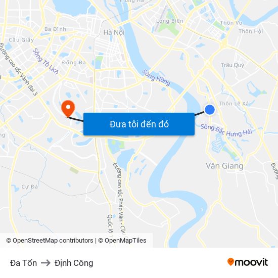 Đa Tốn to Định Công map