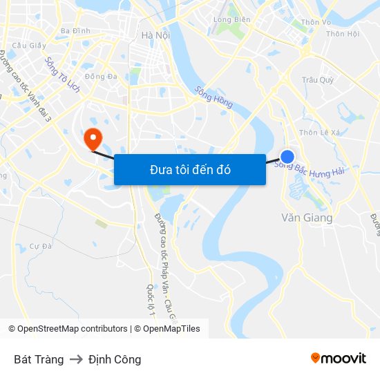 Bát Tràng to Định Công map