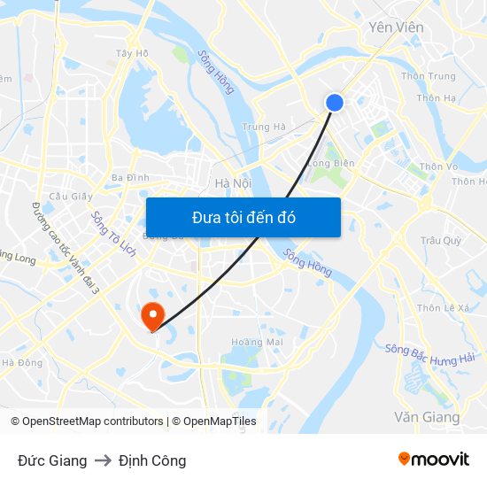 Đức Giang to Định Công map