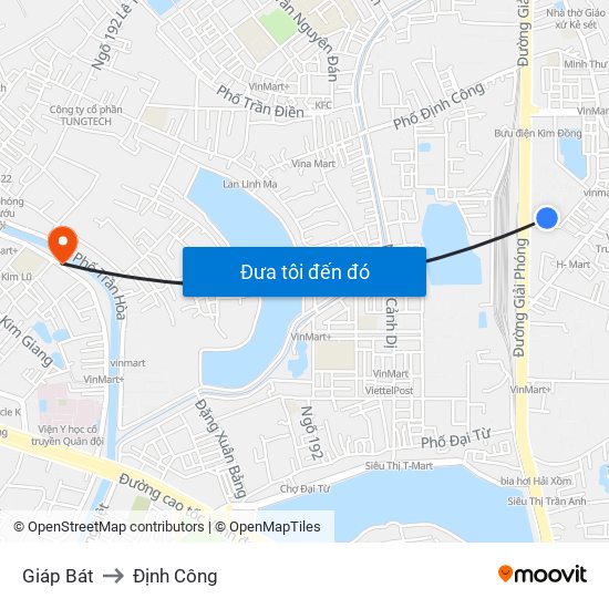 Giáp Bát to Định Công map