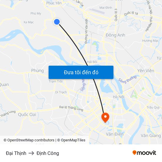 Đại Thịnh to Định Công map