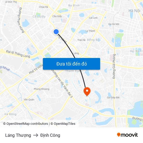 Láng Thượng to Định Công map