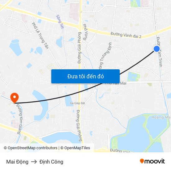 Mai Động to Định Công map