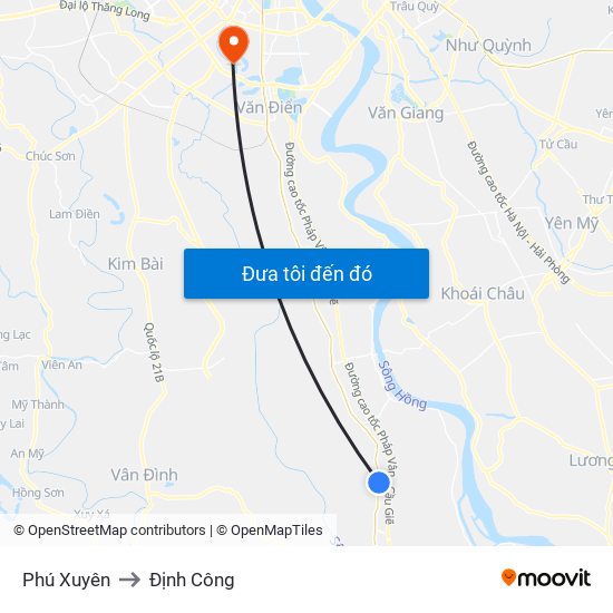 Phú Xuyên to Định Công map