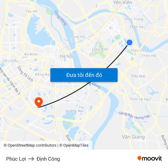 Phúc Lợi to Định Công map