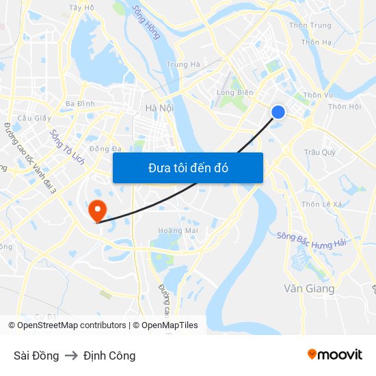 Sài Đồng to Định Công map