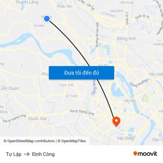 Tự Lập to Định Công map