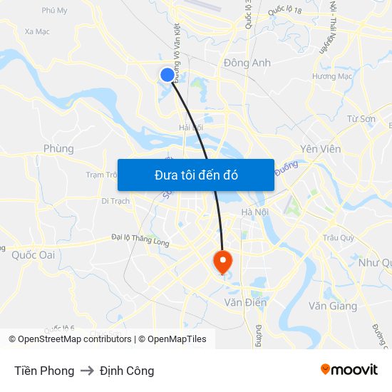 Tiền Phong to Định Công map
