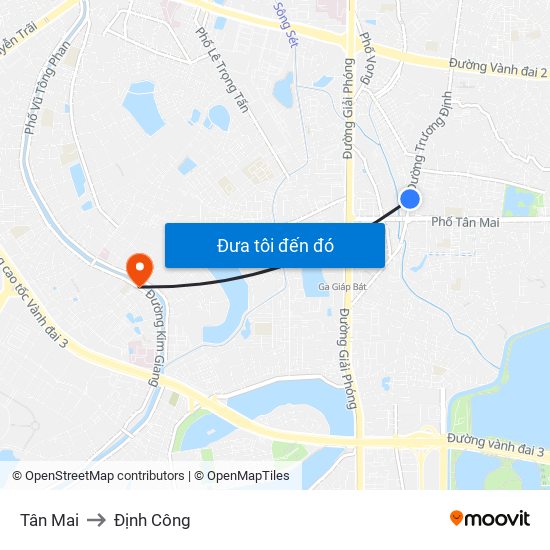 Tân Mai to Định Công map