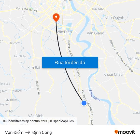 Vạn Điểm to Định Công map