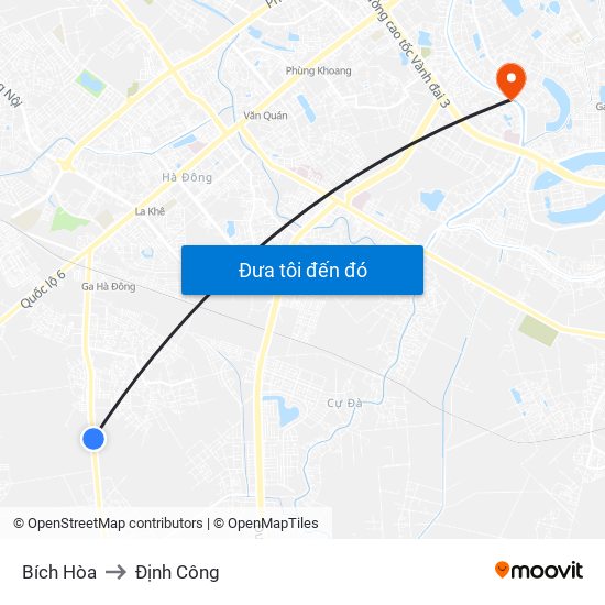 Bích Hòa to Định Công map