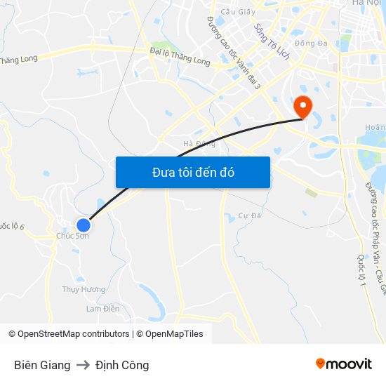 Biên Giang to Định Công map