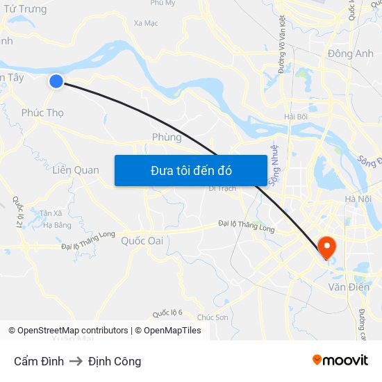 Cẩm Đình to Định Công map