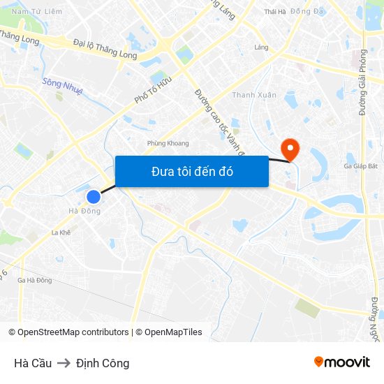 Hà Cầu to Định Công map