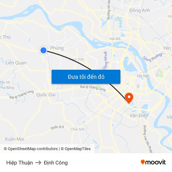 Hiệp Thuận to Định Công map