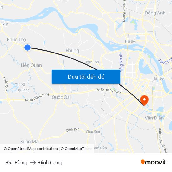 Đại Đồng to Định Công map