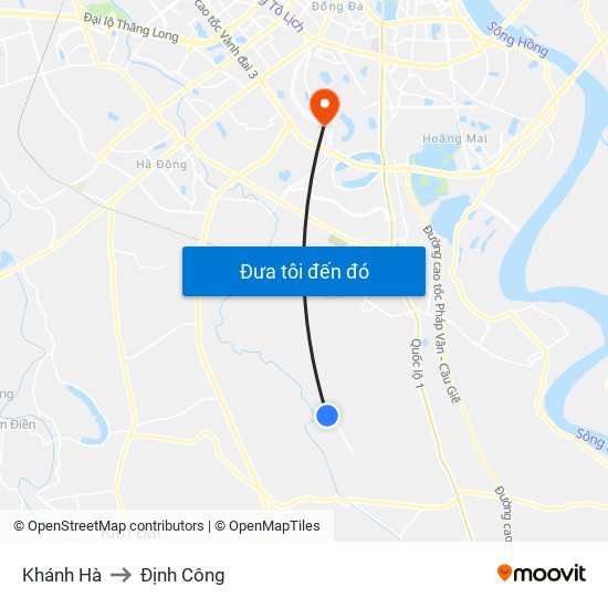 Khánh Hà to Định Công map