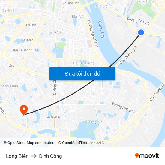 Long Biên to Định Công map