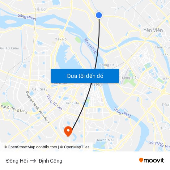 Đông Hội to Định Công map