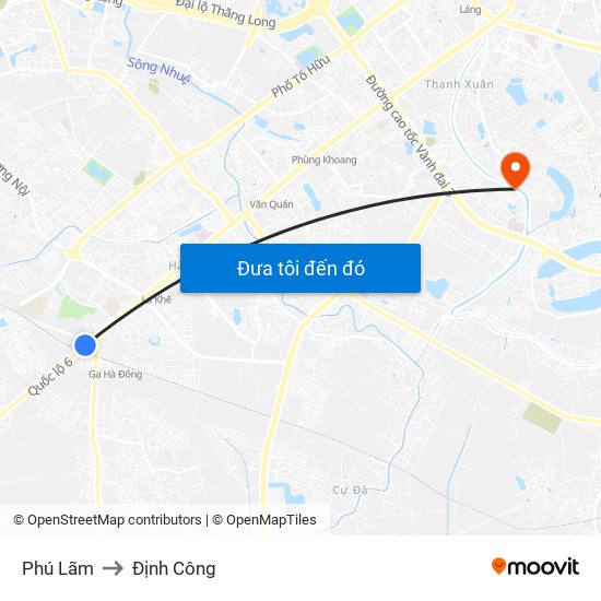 Phú Lãm to Định Công map