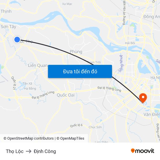 Thọ Lộc to Định Công map