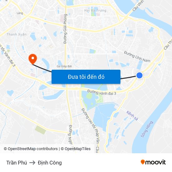 Trần Phú to Định Công map