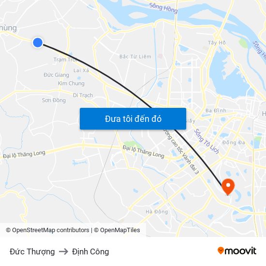 Đức Thượng to Định Công map