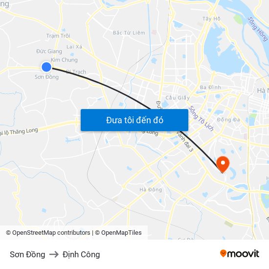 Sơn Đồng to Định Công map