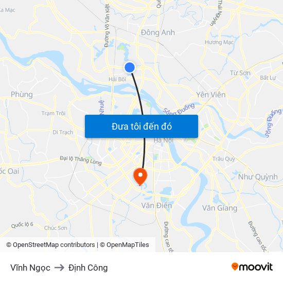 Vĩnh Ngọc to Định Công map