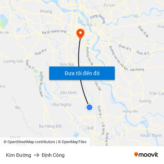 Kim Đường to Định Công map