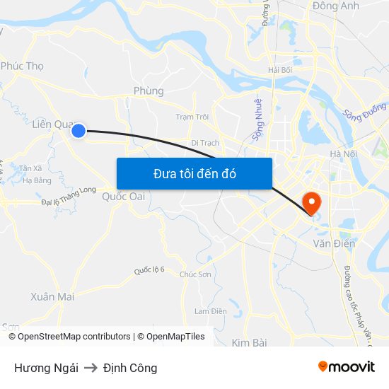 Hương Ngải to Định Công map