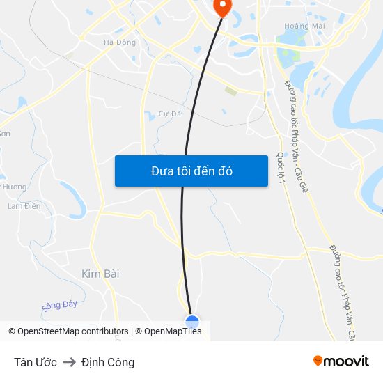 Tân Ước to Định Công map