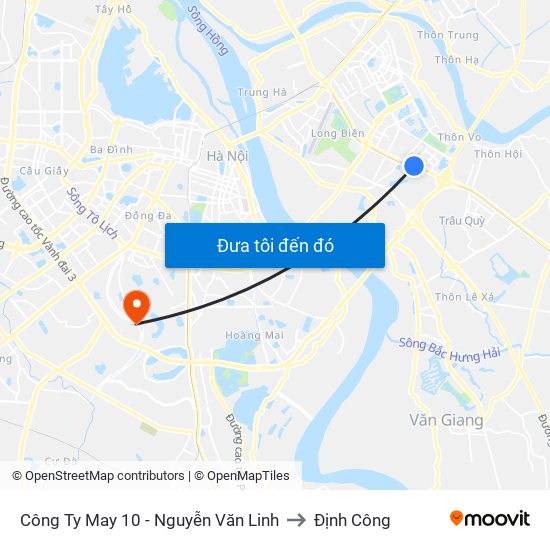 Công Ty May 10 - Nguyễn Văn Linh to Định Công map