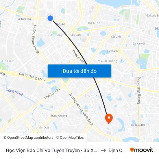 Học Viện Báo Chí Và Tuyên Truyền - 36 Xuân Thủy to Định Công map