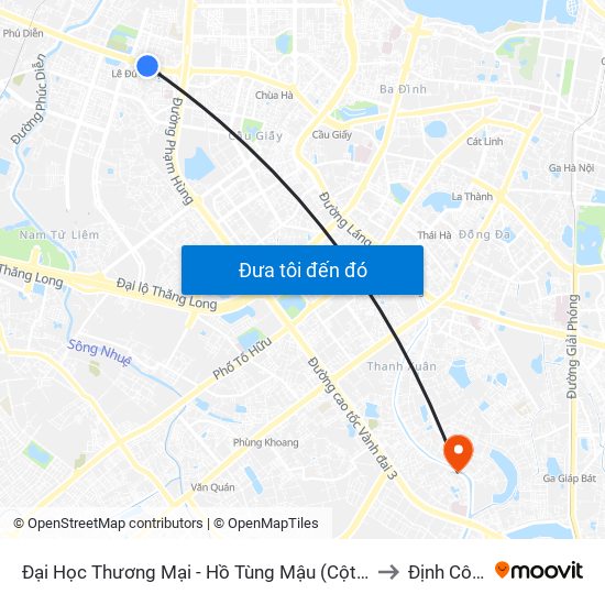 Đại Học Thương Mại - Hồ Tùng Mậu (Cột Sau) to Định Công map