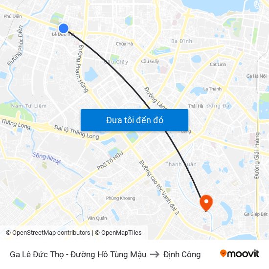 Ga Lê Đức Thọ - Đường Hồ Tùng Mậu to Định Công map