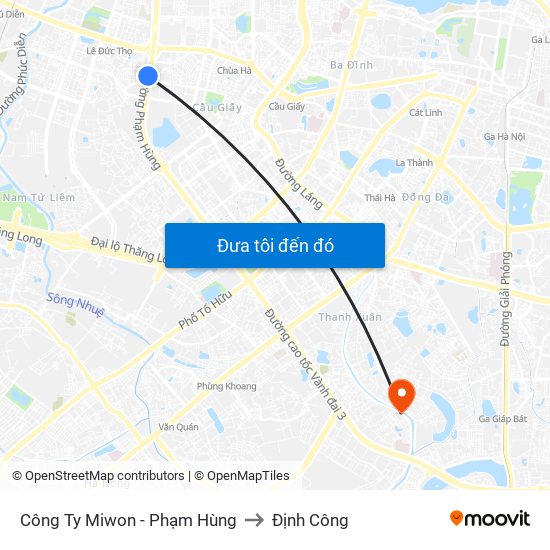 Công Ty Miwon - Phạm Hùng to Định Công map