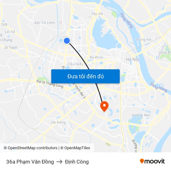 36a Phạm Văn Đồng to Định Công map