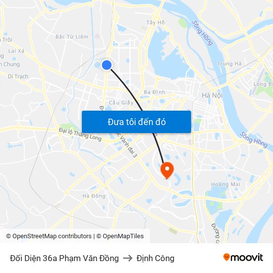 Đối Diện 36a Phạm Văn Đồng to Định Công map