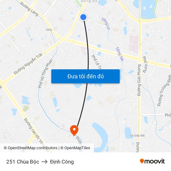 251 Chùa Bộc to Định Công map