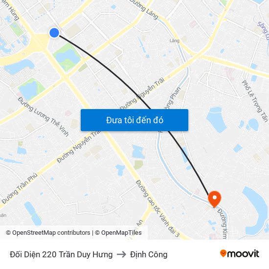 Đối Diện 220 Trần Duy Hưng to Định Công map