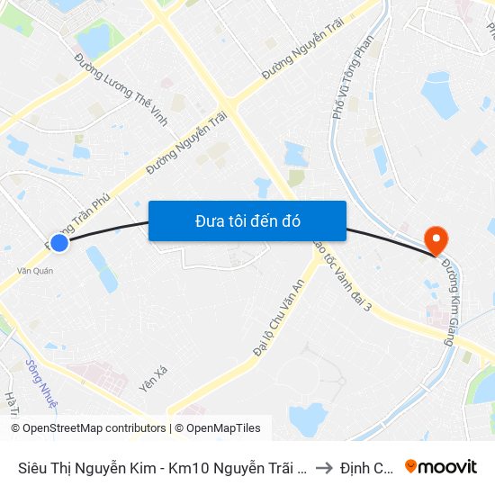 Siêu Thị Nguyễn Kim - Km10 Nguyễn Trãi (Hà Đông) to Định Công map