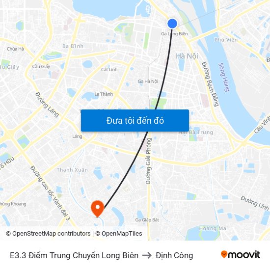 E3.3 Điểm Trung Chuyển Long Biên to Định Công map
