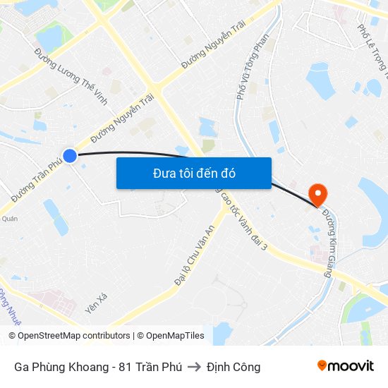 Ga Phùng Khoang - 81 Trần Phú to Định Công map