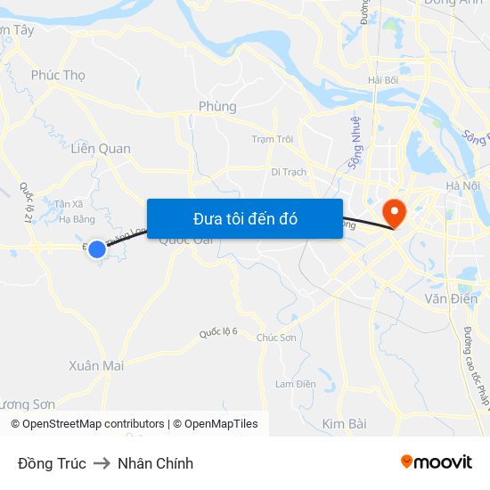 Đồng Trúc to Nhân Chính map