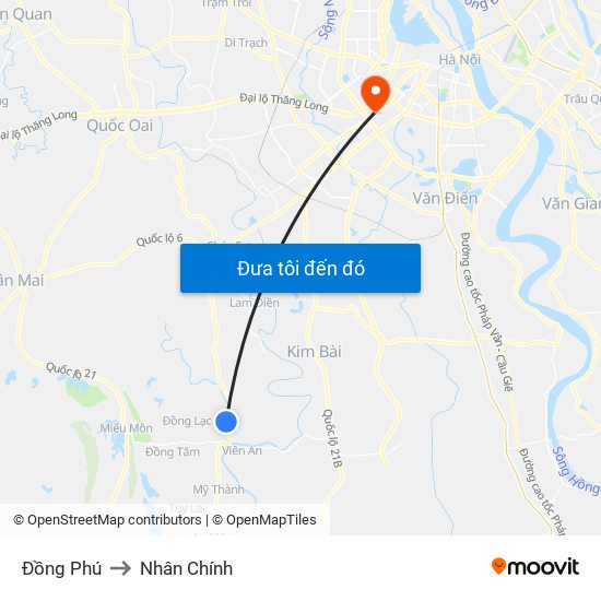 Đồng Phú to Nhân Chính map