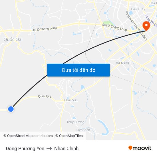 Đông Phương Yên to Nhân Chính map