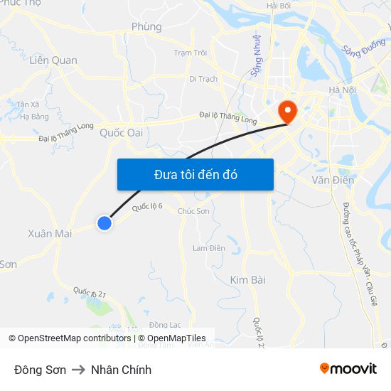 Đông Sơn to Nhân Chính map