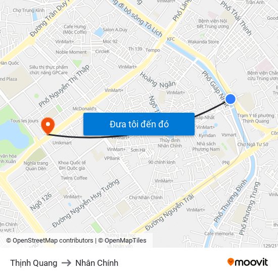 Thịnh Quang to Nhân Chính map